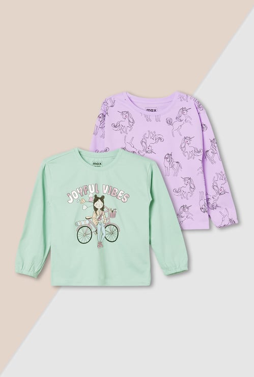Girls Printed T-shirt - Pack of 2