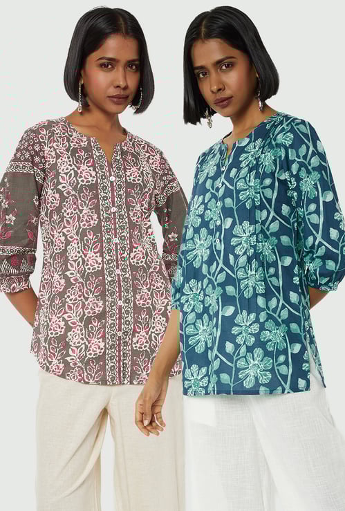 Women Printed Straight Kurti - Pack of 2