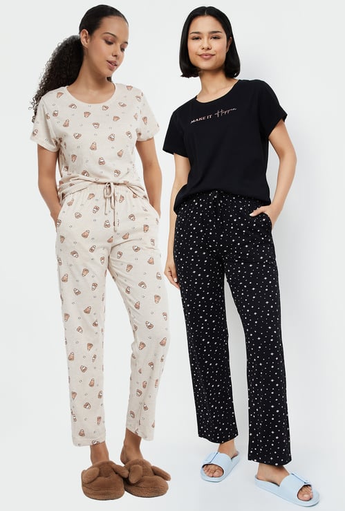 Women Printed PJ Set - Pack of 2