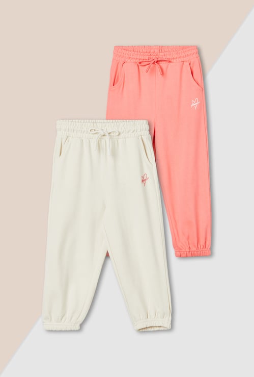 Girls Solid Joggers - Pack of 2