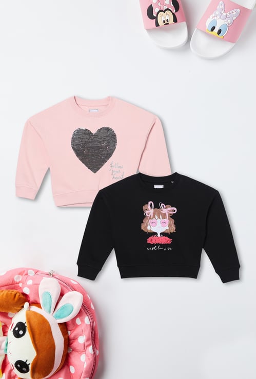 Girls Embellished Sweatshirt - Pack of 2