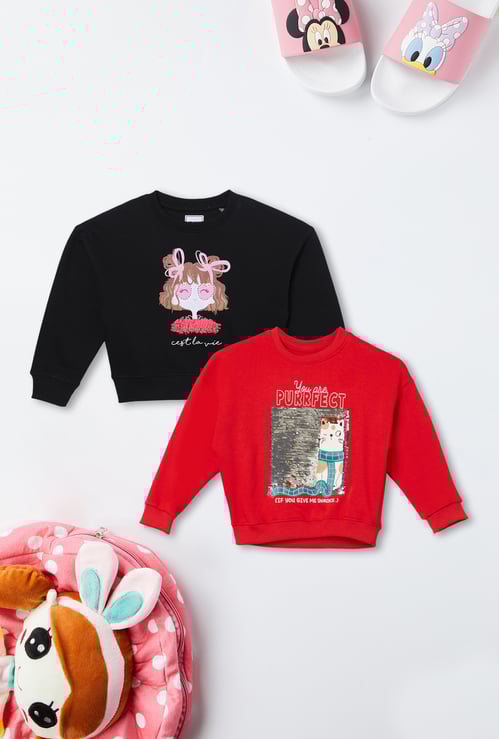 Girls Printed Sweatshirt - Pack of 2