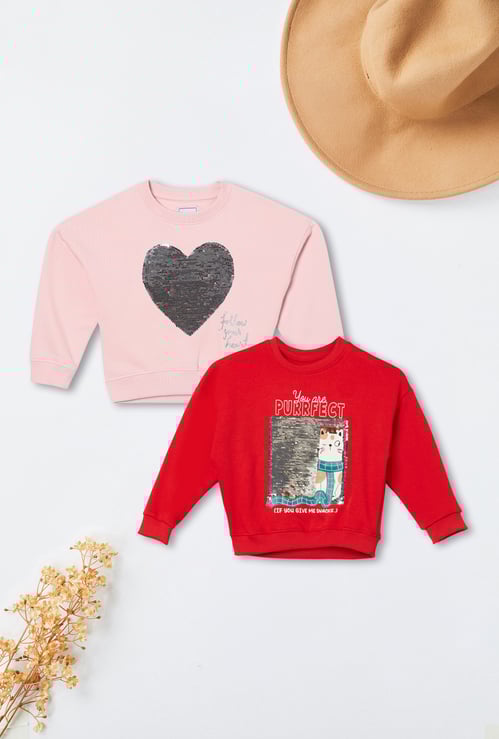 Girls Embellished Sweatshirt - Pack of 2
