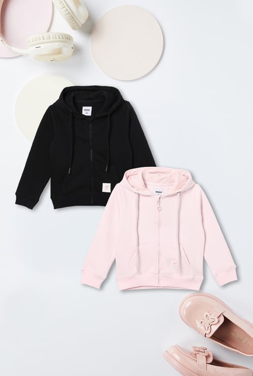 Girls Solid Sweatshirt - Pack of 2