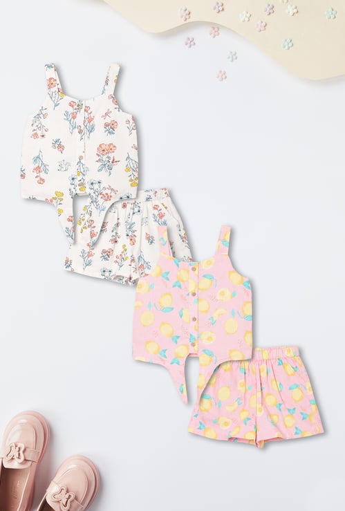 Girls Printed Shorts Set - Pack of 2