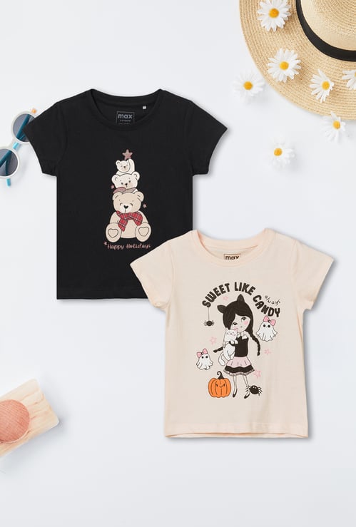 Girls Printed T-shirt - Pack of 2