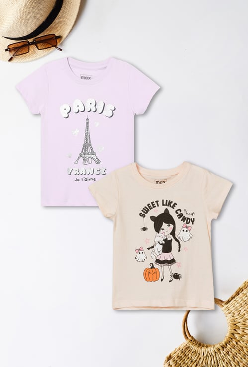Girls Printed T-shirt - Pack of 2