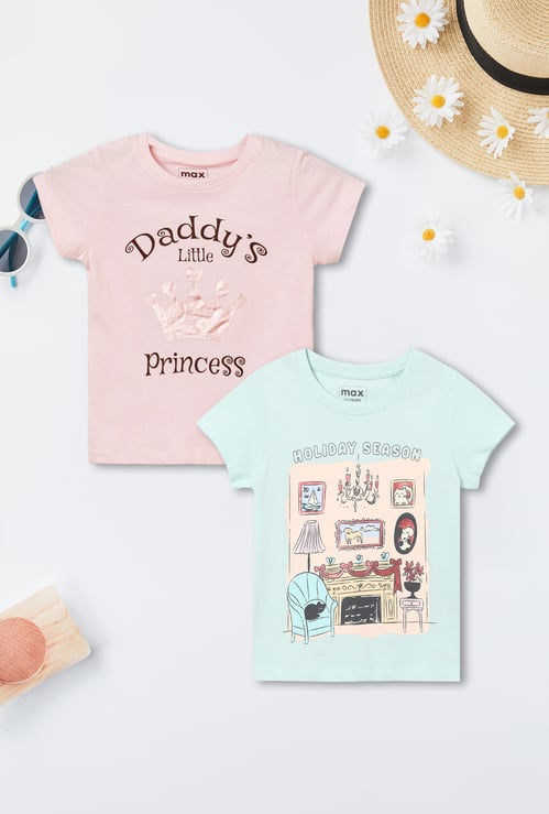 Girls Printed T-shirt - Pack of 2