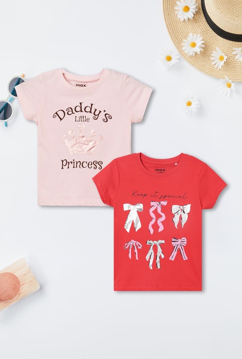 Girls Printed T-shirt - Pack of 2