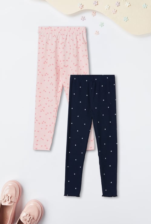 Girls Printed Leggings - Pack of 2
