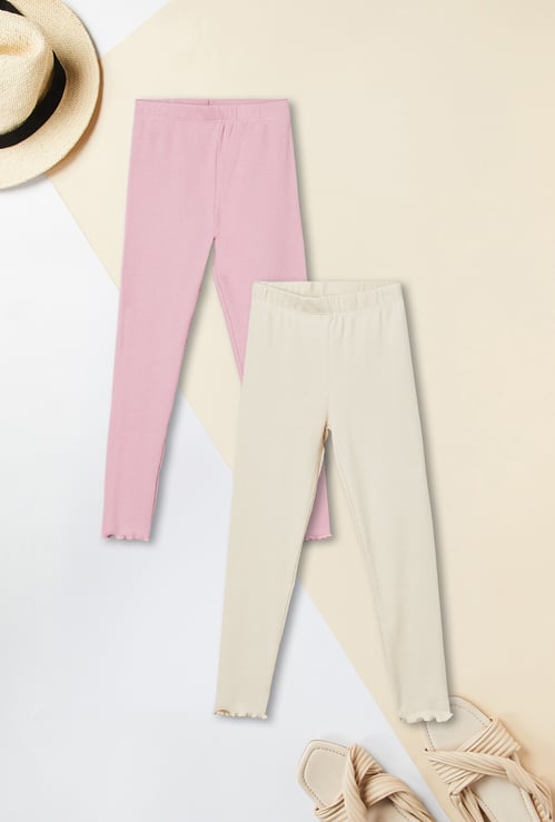 Girls Ribbed Leggings - Pack of 2