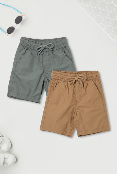 Boys Solid Shorts - Pack of 2