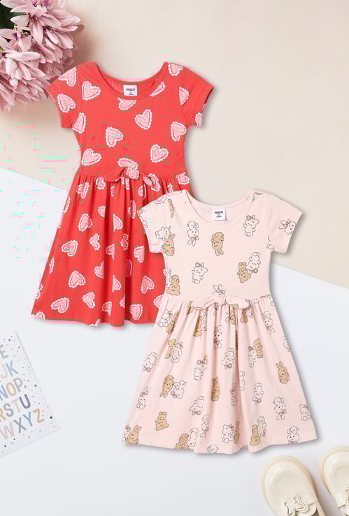 Girls Printed Dress - Pack of 2