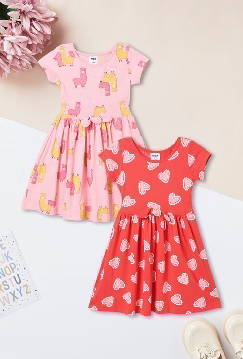 Girls Printed Dress - Pack of 2