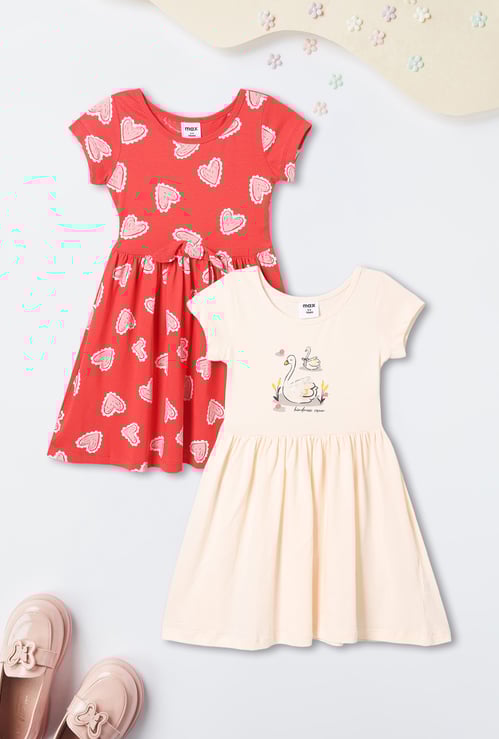Girls Printed Dress - Pack of 2