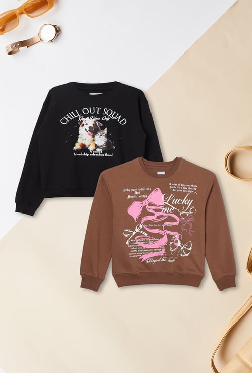 Girls Printed Sweatshirt - Pack of 2