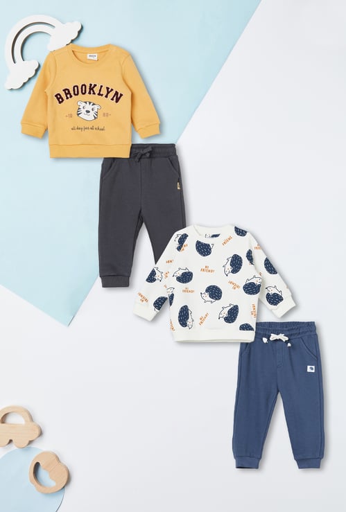 Boys Printed Joggers Set - Pack of 2
