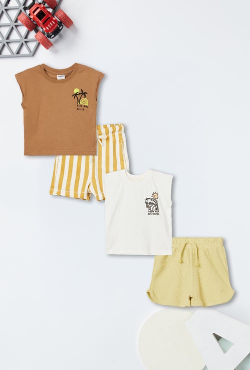 Boys Back Print Shorts Set - Pack of 2
