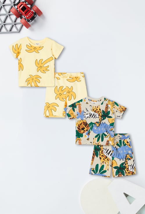 Boys Printed Shorts Set- Pack of 2