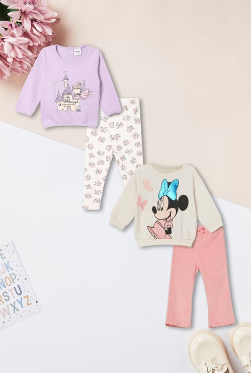 Girls Printed T-shirt and Pants Set - Pack of 2