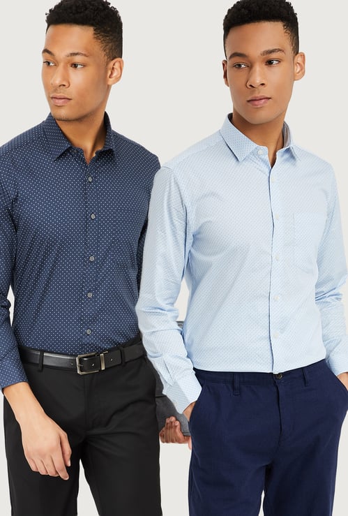 Men Printed Regular Fit Formal Shirt - Pack of 2