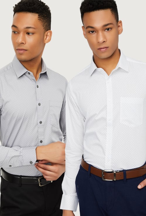 Men Printed Slim Fit Formal Shirts - Pack of 2