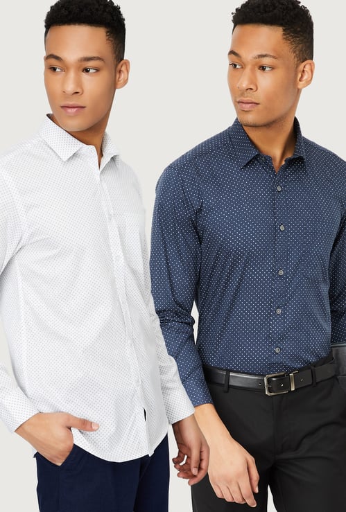 Men Printed Slim Fit Formal Shirts - Pack of 2