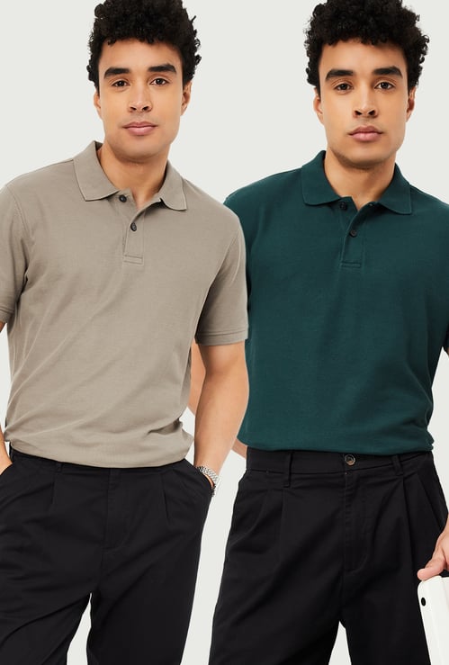 Men Solid Polo T-shirt - Pack of 2
