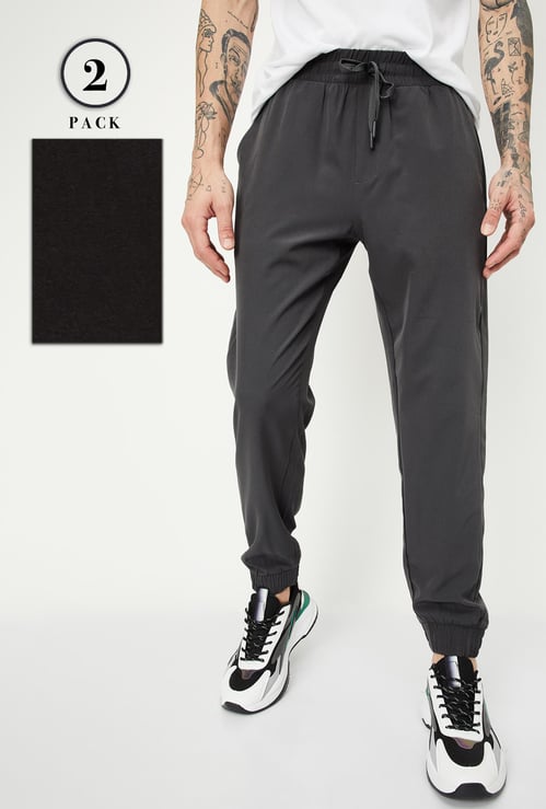 Men Solid Athleisure Joggers - Pack of 2