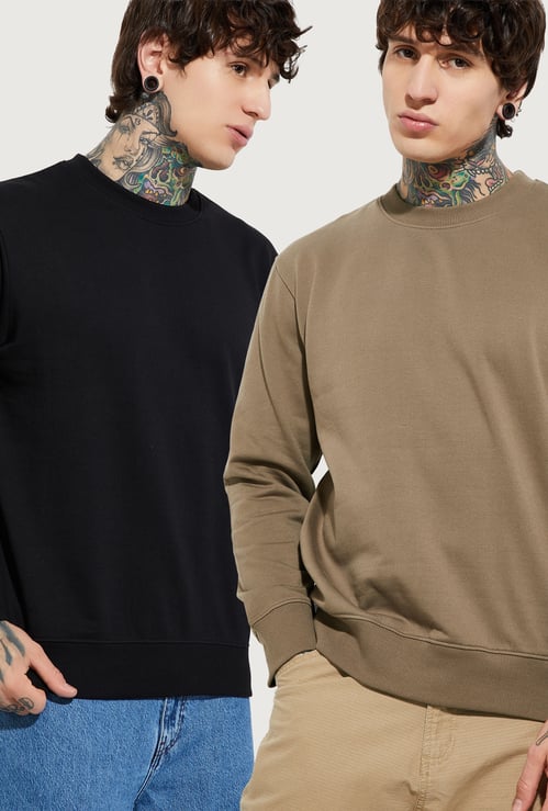 URB_N Men Solid Sweatshirt - Pack of 2