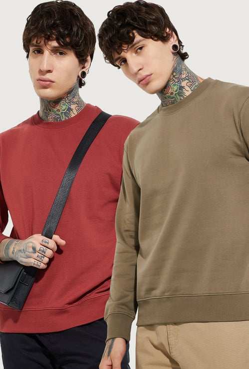URB_N Men Solid Sweatshirt - Pack of 2
