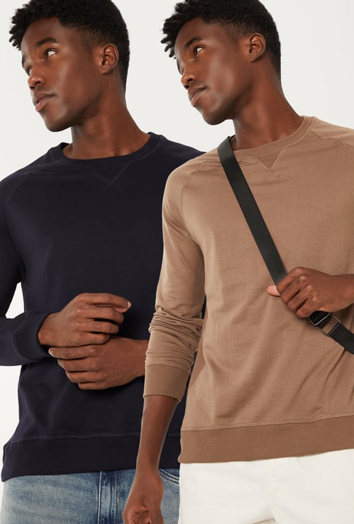 Men Solid Full Sleeve T-shirt - Pack of 2