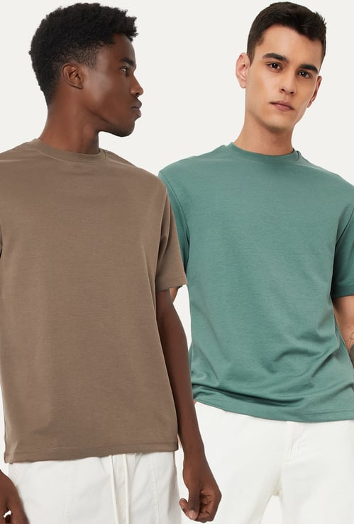 Men Solid T-shirt - Pack of 2