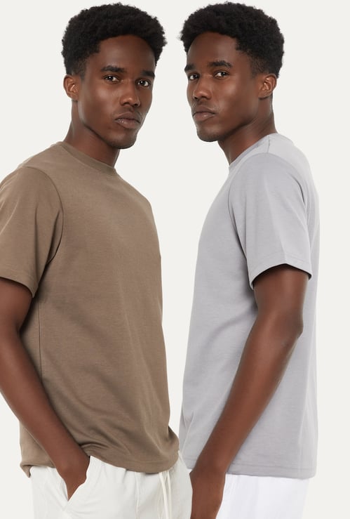Men Solid T-shirt - Pack of 2