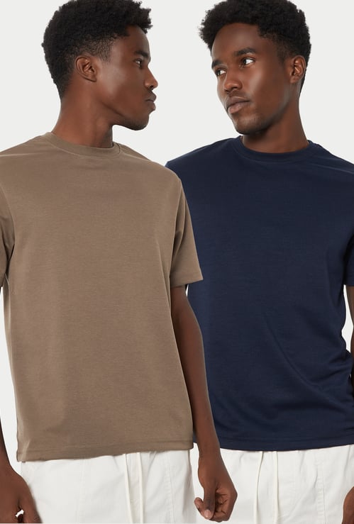 Men Solid T-shirt - Pack of 2