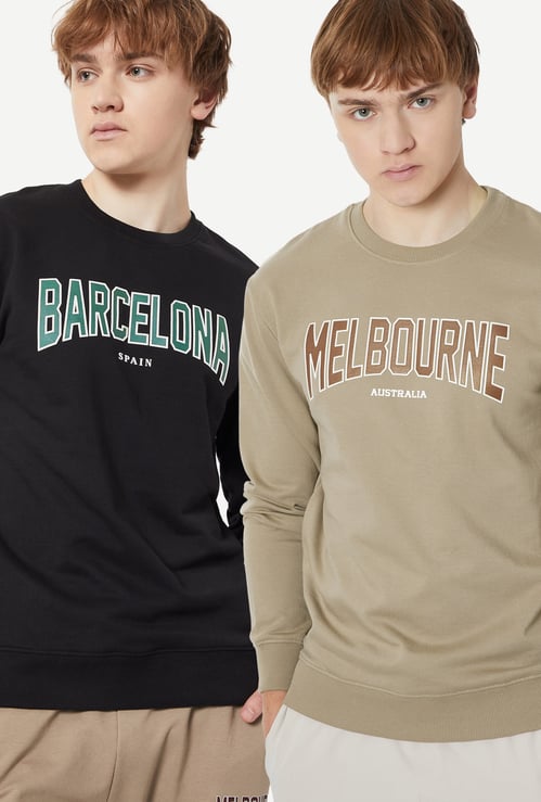 Men Typographic Print Sweatshirts - Pack of 2