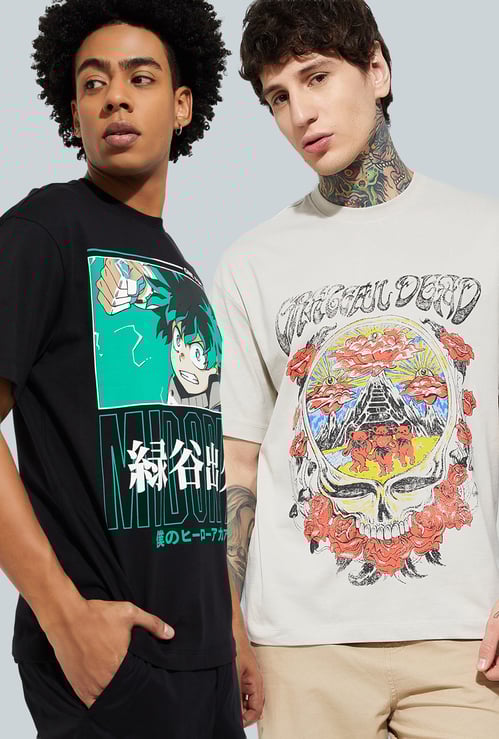 URB_N Men My Hero Academia Print Polo T-shirt - Pack of 2