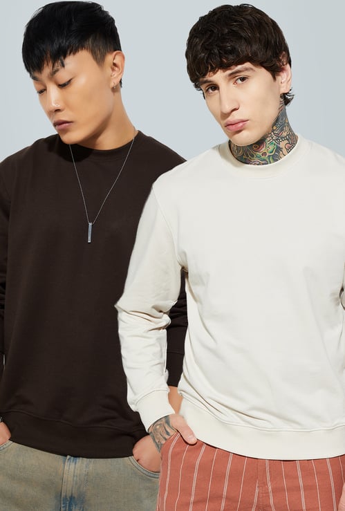 URB_N Men Solid Sweatshirts - Pack of 2