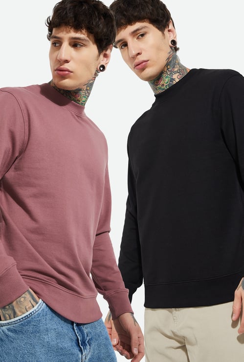 URB_N Men Solid Sweatshirts - Pack of 2