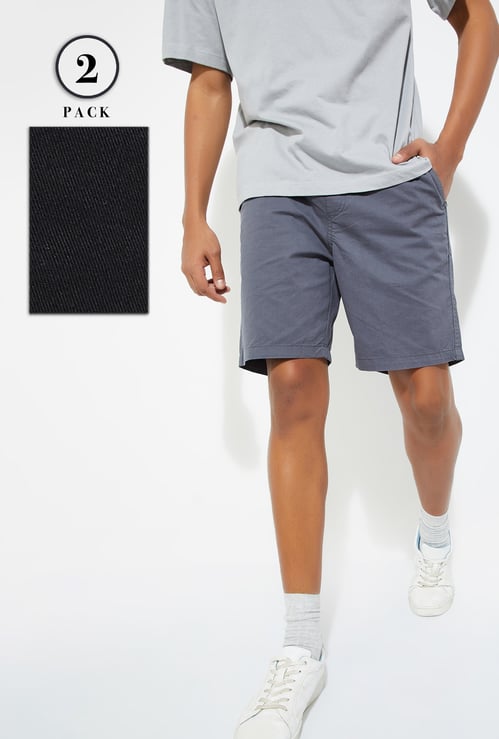 URB_N Men Solid Shorts - Pack of 2