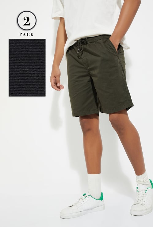 URB_N Men Solid Shorts - Pack of 2