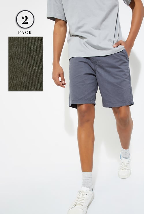 URB_N Men Solid Shorts - Pack of 2