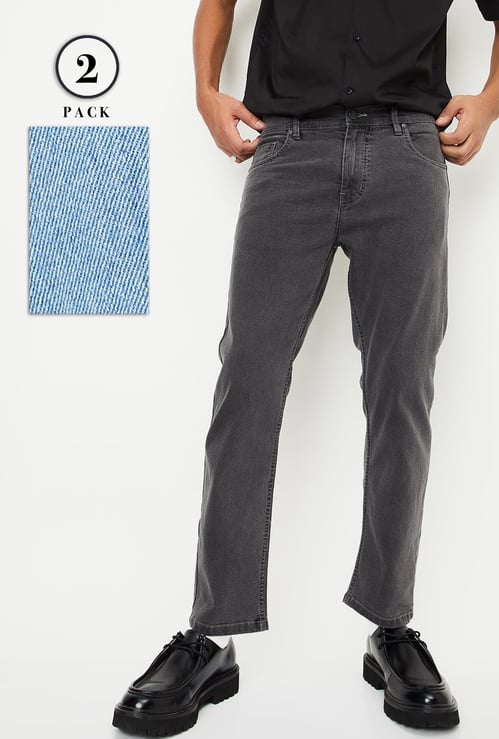 Men Washed Regular Fit Jeans - Pack of 2