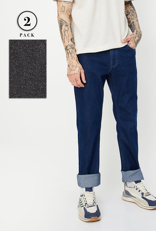 Men Washed Regular Fit Jeans - Pack of 2