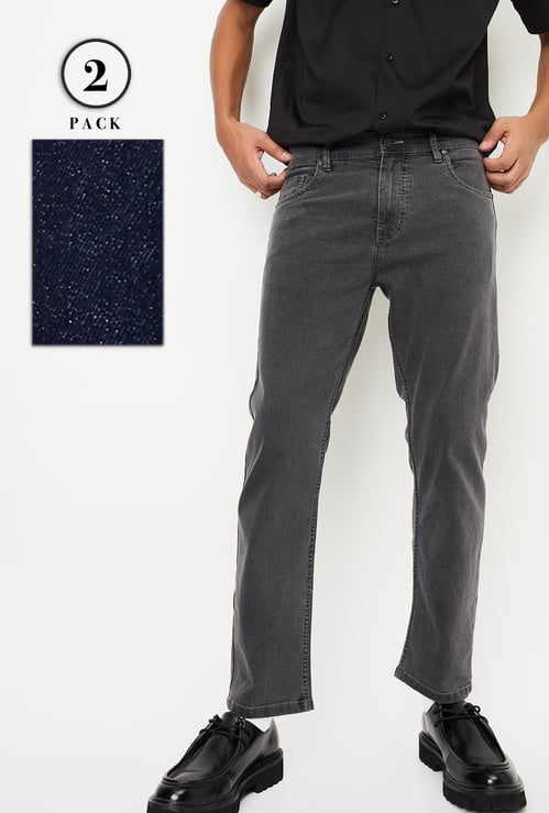 Men Washed Regular Fit Jeans - Pack of 2