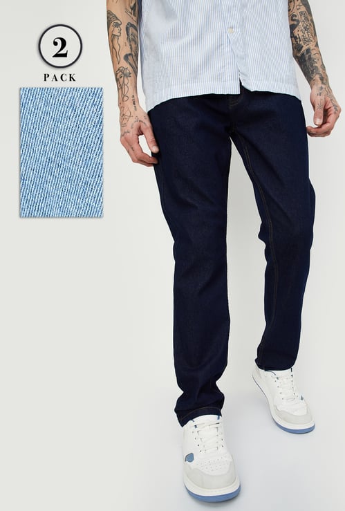 Men Washed Regular Fit Jeans - Pack of 2