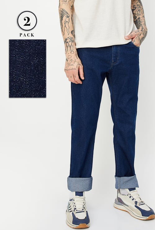 Men Washed Regular Fit Jeans - Pack of 2