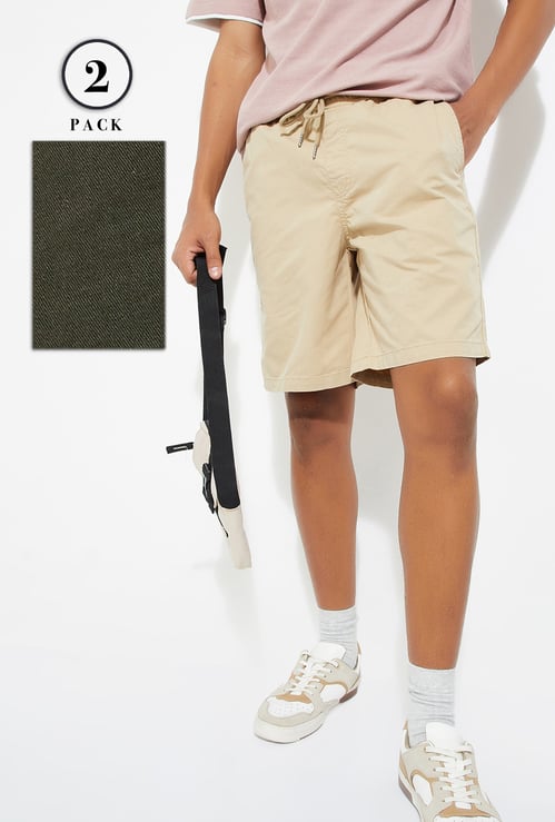 URB_N Men Solid Shorts - Pack of 2