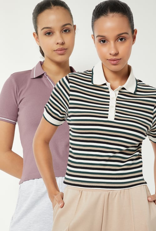 Women Assorted Polo T-shirt - Pack of 2