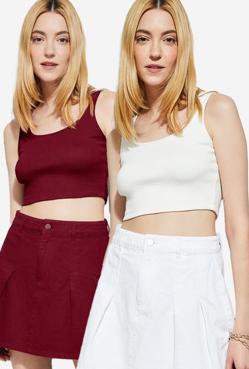 URB_N Women Ribbed Crop Top - Pack of 2